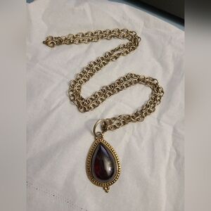 Temple ST Claire For TARGET 2010S Garnet-Red Teardrop Pendant NECKLACE